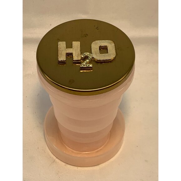 Vtg Pink Plastic Collapsible Folding Cup with Gold Tone H2O Metal Lid READ - Picture 1 of 6